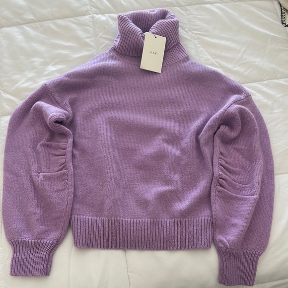 NWT $495 A.L.C. Women's Purple Taryn Wool-Blend Turtleneck Knit Sweater Size XS - Picture 3 of 9